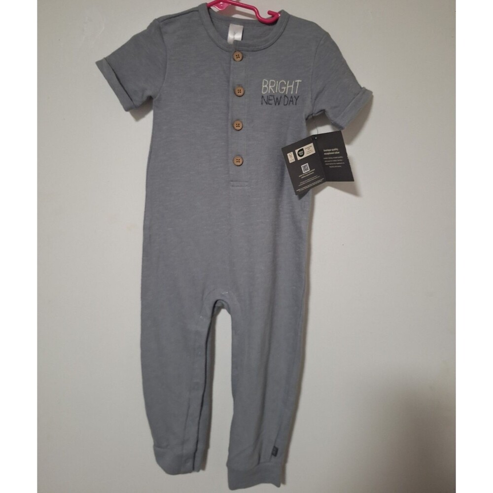 Modern Moments by Gerber gray knit cotton one-piece coverall‎ 24M Bright New Day